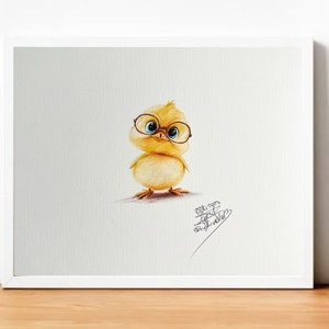 Stylo - poulet mignon - oeuvres d'art - impressions à la demande - illustrazione divertente - croquis amusant - idea cadeau divertente