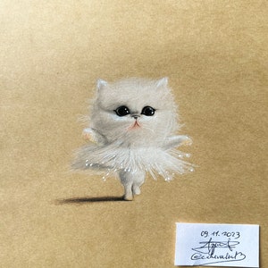 Adorable petit chat dansant dessin ORIGINAL dessin rigolo chat dansant image 7