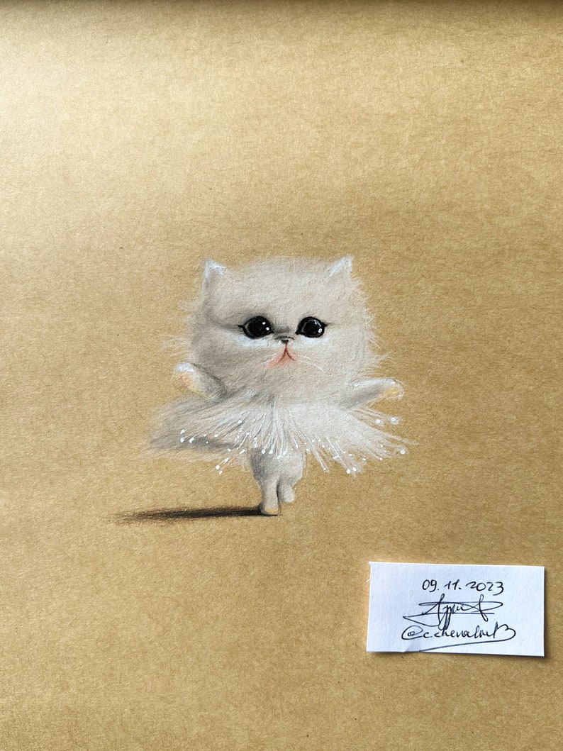 Adorable petit chat dansant dessin ORIGINAL dessin rigolo chat dansant image 7