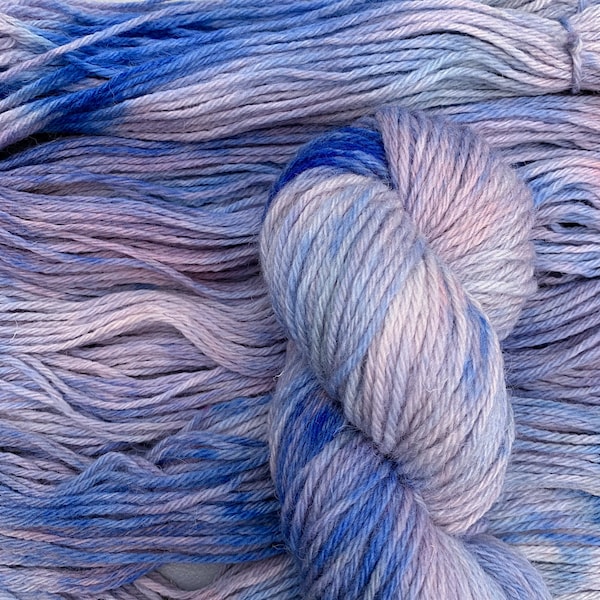 Neptune’s Garden - Blue and Pink Hand Dyed Worsted 100% Wool Yarn