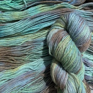 Loch Ness at Dusk - Blue, Green, and Brown Hand Dyed Worsted 100% Wool Yarn