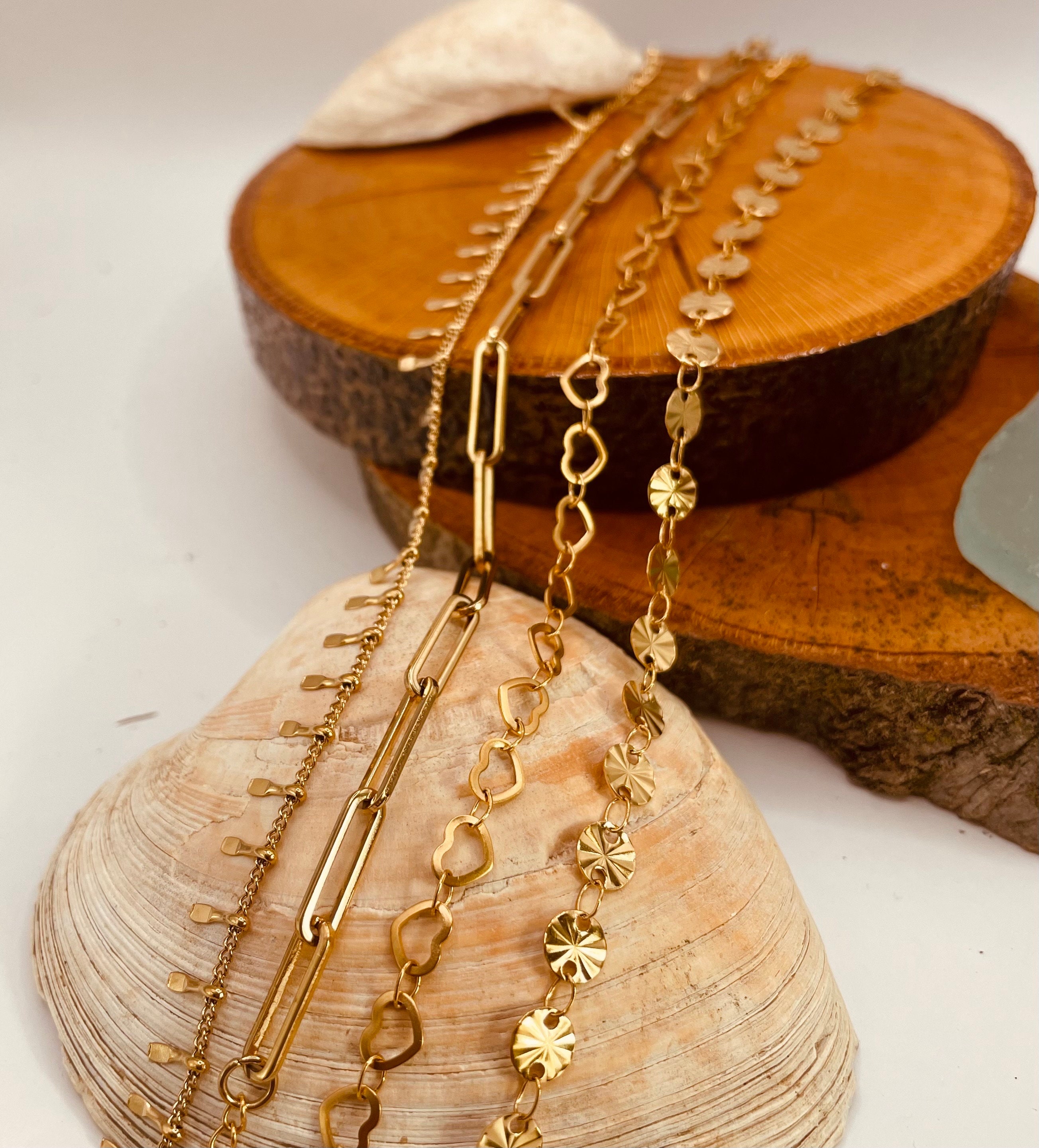 Tingn Women's Layered Gold Ankle Bracelets