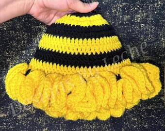 Bumble Bee Handmade Ruffled Crochet Bucket Hat - Etsy display picture 2