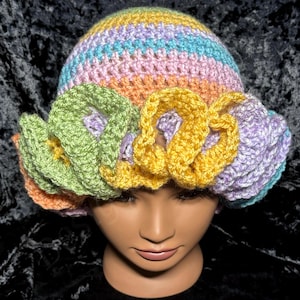 Pastel Ruffle Crochet Hats - Etsy display picture 1