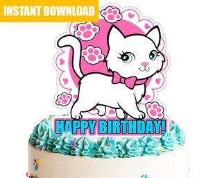 CIGTSICO Topper Per Torta Gattino Compleanno – 15 Cm – Decorazione In Carta Glitterata Per Festa Bambini