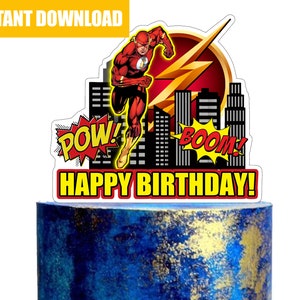 Printable The Flash Cake Topper· Birthday Party· The Flash · Cake Decorations · Download ·DIGITAL FILE