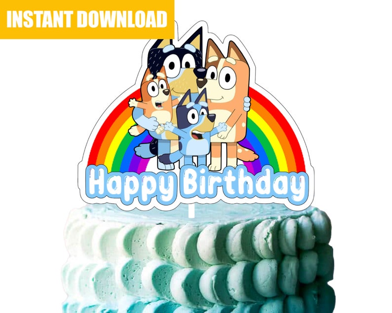 Printable Bluey Cake Topper Birthday Party Bluey Cake Etsy Printable Bluey Cake Topper Birthday Party Bluey Cake Etsy