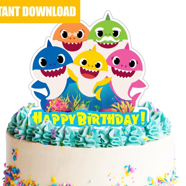 Printable Baby Shark Cake Topper· Birthday Party· Baby Shark · Cake Decorations · Download ·DIGITAL FILE