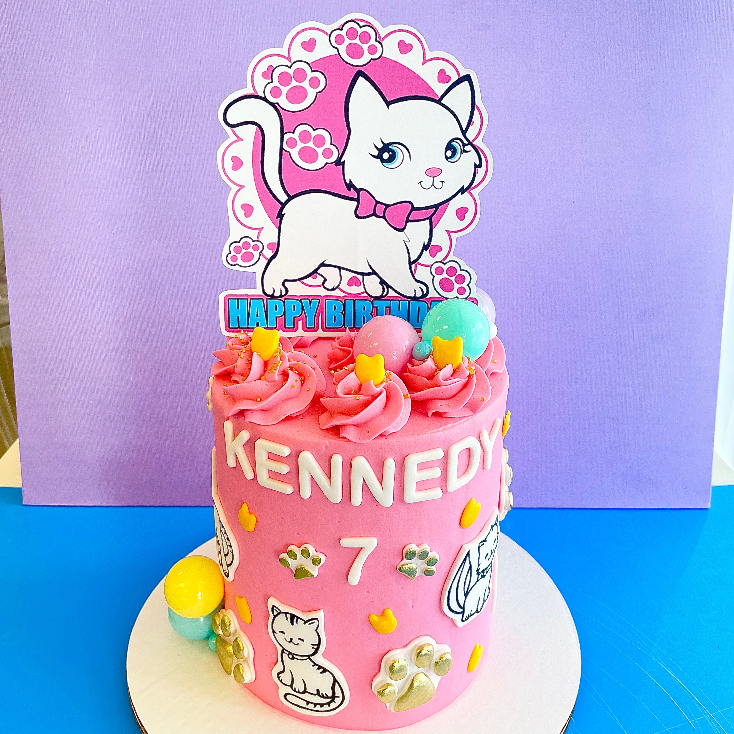 Printable Cute Cat Cake Topper· Birthday Party· Cute Cat · Cake ...