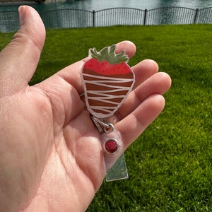 Chocolate Dipped Strawberry Badge Reel