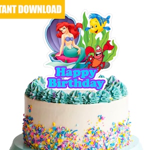 Little Mermaid Party Cake Topper - Cake Topper Party Decor -Girl Birthday Party Instant Download-Digital-Printable Mermaid Party Topper