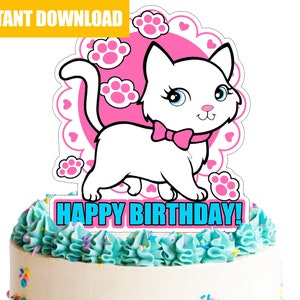 Cat Party Cake Topper - Cake Topper Party Decor - Birthday Party Instant Download-Digital-Printable Cat Party Topper