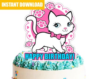 Cat Party Cake Topper - Cake Topper Party Decor - Birthday Party Instant Download-Digital-Printable Cat Party Topper