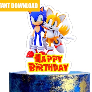 Sonic and Tails Party Cake Topper - Cake Topper Party Decor -Boy Birthday Party Instant Download-Digital-Printable Sonic Party Topper