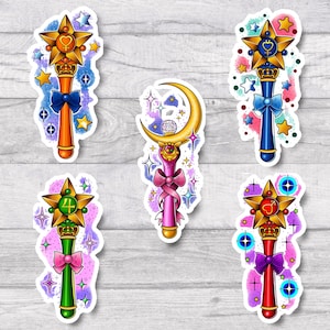 Sailor Moon Wands |  Premium Water-resistant Vinyl Sticker Set | Glossy Finish | 3 Inch | Anime Art | Custom |  Manga