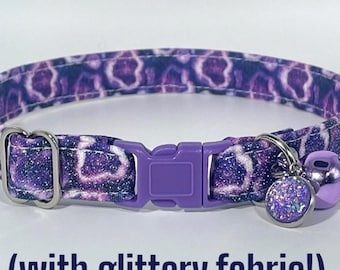 Cat Collar- “Amethyst Geode” Adjustable Breakaway Safety Quick-Release Collar, crystal, glitter, sparkle, purple, February, boho, gemstone