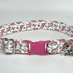 Cat Collar- "Pink Dinosaur" Adjustable Breakaway Safety Quick-Release Collar, t-rex, jurassic park, fun, unique, prehistoric, cute, dino