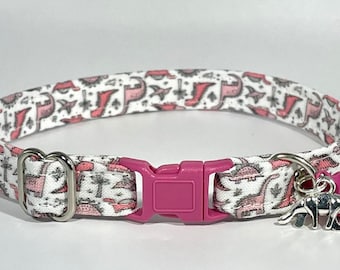 Cat Collar- "Pink Dinosaur" Adjustable Breakaway Collar