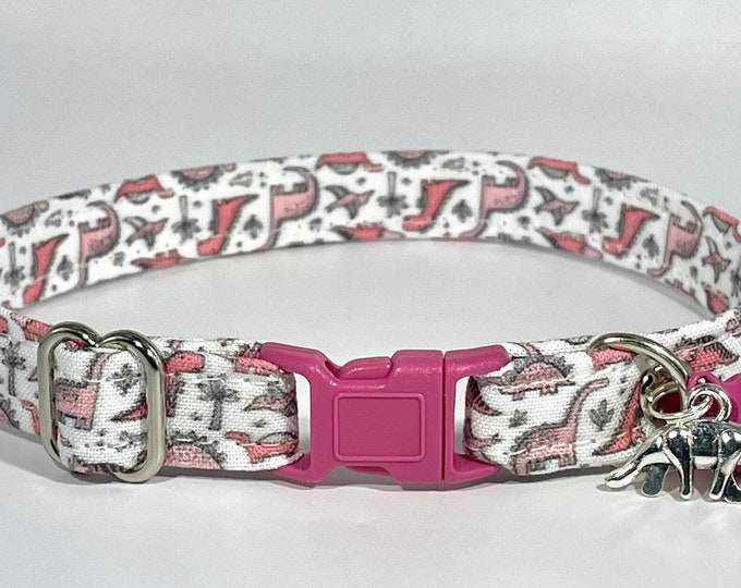 Cat Collar- "Pink Dinosaur" Adjustable Breakaway Collar