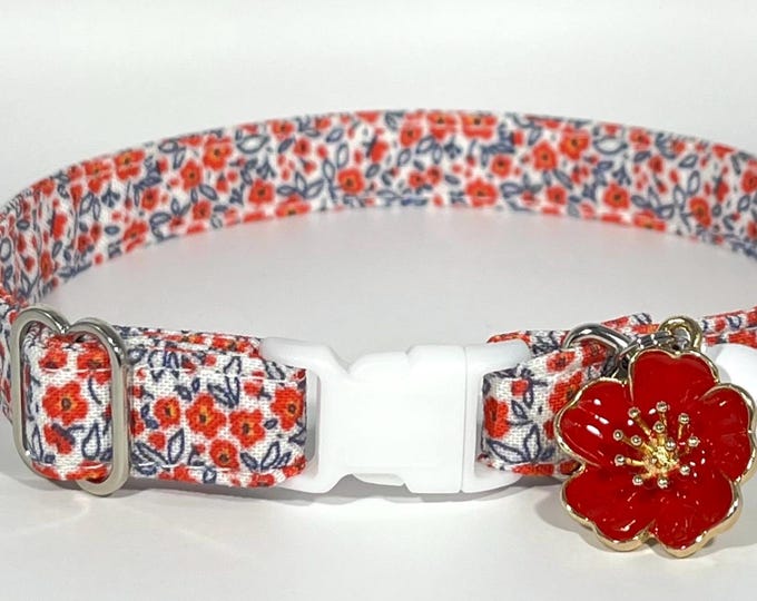 Cat Collar- “Poppies" Adjustable Breakaway Collar