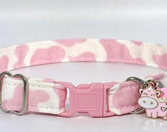 Cat Collar- “Blush Pink Cow” Adjustable Breakaway Collar