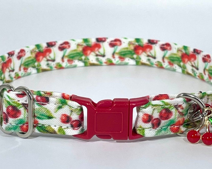 Cat Collar- “Cherry Orchard” Adjustable Breakaway Collar