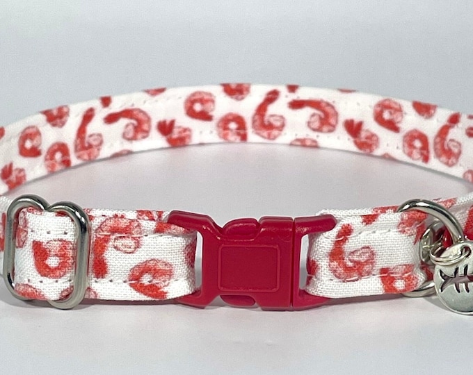 Cat Collar- "Jumbo Shrimp” Adjustable Breakaway Collar