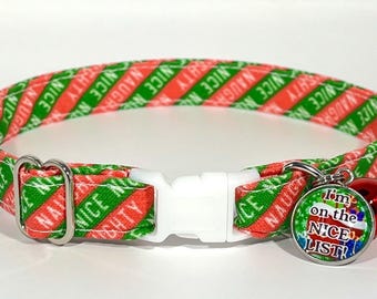 Cat Collar- "Naughty or Nice?” Adjustable Breakaway Collar