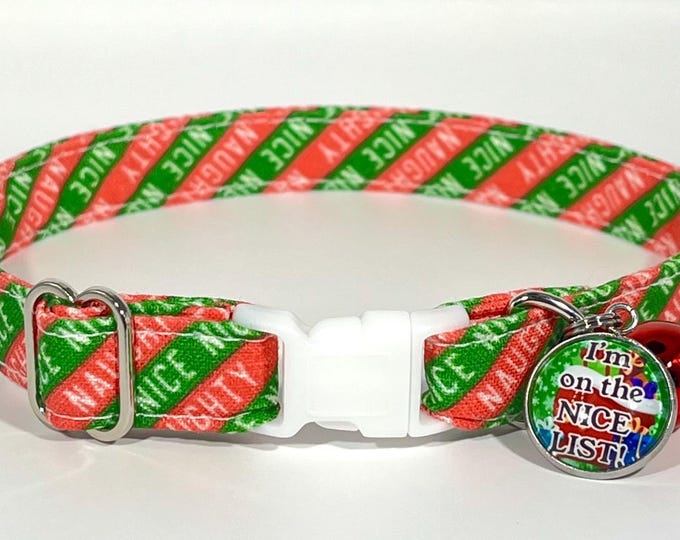 Cat Collar- "Naughty or Nice?” Adjustable Breakaway Collar
