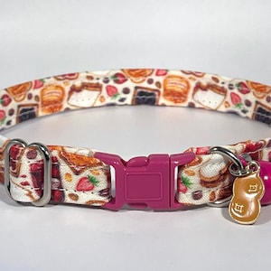 Cat Collar- "Peanut Butter and Jelly" Adjustable Breakaway Safety Quick-Release Collar, PB & J sandwich, peanut, jam, grape, strawberry