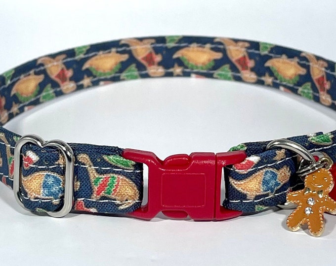 Cat Collar- "Dinosaur Christmas Cookies” Adjustable Breakaway Collar