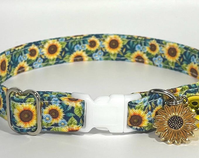 Cat Collar- “Sunflowers” Adjustable Breakaway Collar