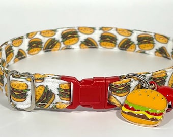 Cat Collar- “Hamburgers” Adjustable Breakaway Collar