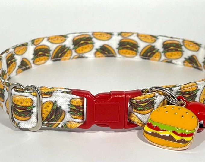 Cat Collar- “Hamburgers” Adjustable Breakaway Collar