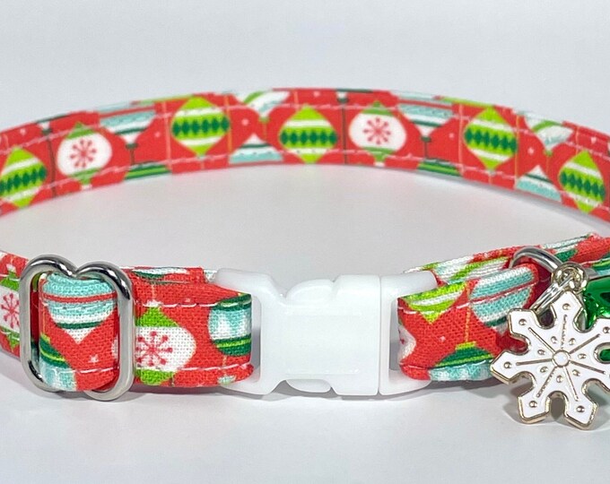 Cat Collar- "Christmas Ornaments” Adjustable Breakaway Collar