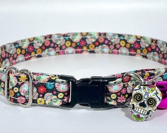 Cat Collar- "Sugar Skulls" Adjustable Breakaway Collar