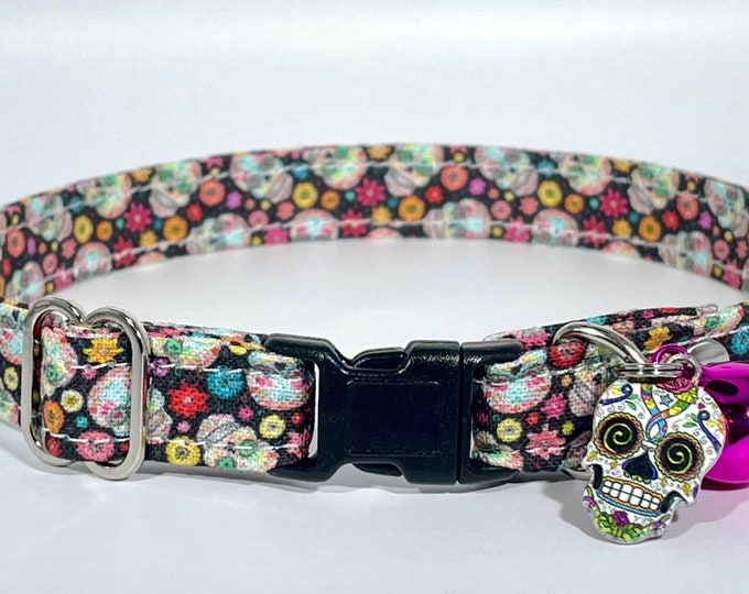 Cat Collar- "Sugar Skulls" Adjustable Breakaway Collar