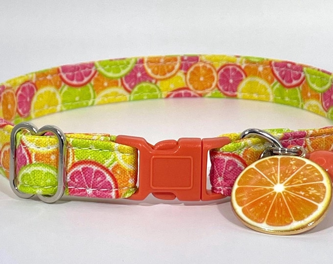 Cat Collar- "Citrus Slices" Adjustable Breakaway Collar