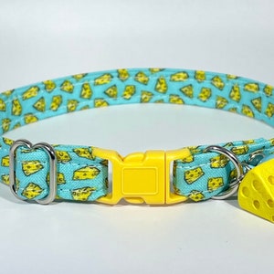 Cat Collar- "Say Cheese!" Adjustable Breakaway Safety Quick-Release Collar, cheese, food, cute, funny, blue, cheesy, cheddar, milk, parmesan