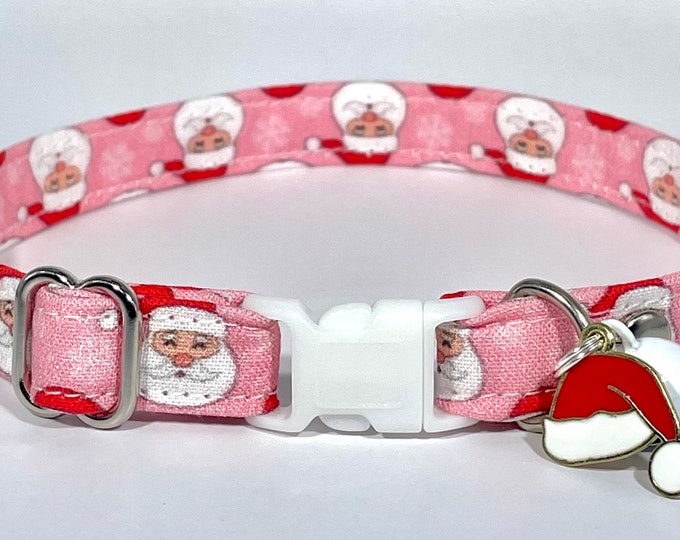 Cat Collar- "Santa in Pink” Adjustable Breakaway Collar