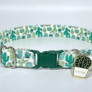 Cat Collar- &quot;The Arizonan&quot; Adjustable Breakaway Safety Quick-Release Collar, cactus, cacti, green, southern, texas, arizona, western, desert