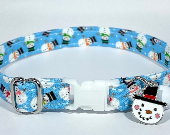 Cat Collar- "Chilly Snowmen” Adjustable Breakaway Collar