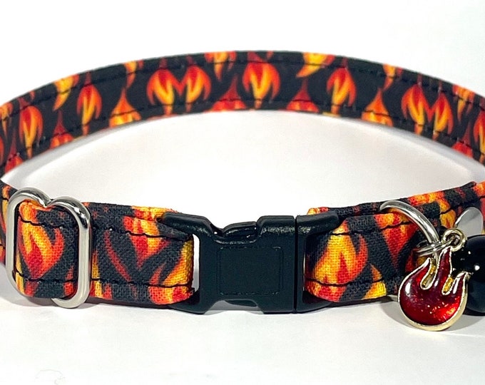 Cat Collar- "Flames” Adjustable Breakaway Collar