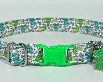 Cat Collar- "Christmas Dinosaurs” Adjustable Breakaway Collar