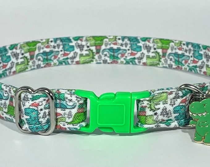 Cat Collar- "Christmas Dinosaurs” Adjustable Breakaway Collar
