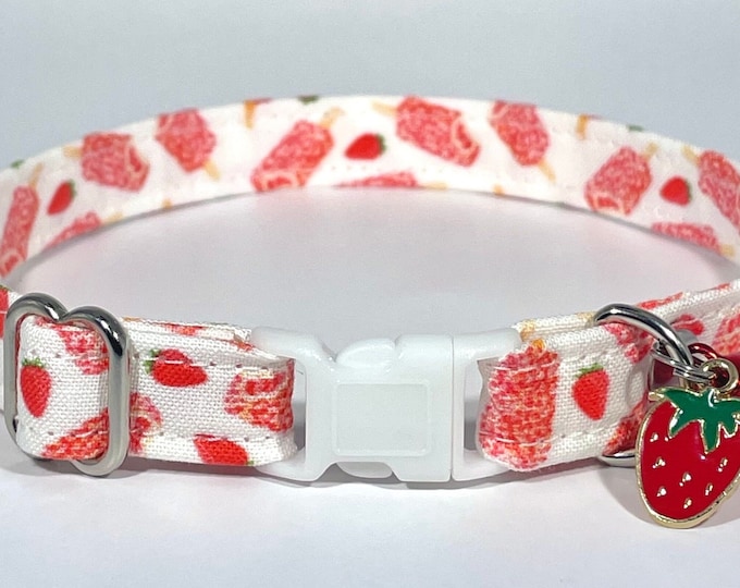 Cat Collar- "Strawberry Shortcake Ice Cream Bars" Adjustable Breakaway Collar