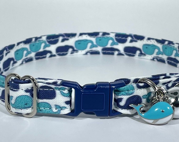 Cat Collar- “Blue Whales" Adjustable Breakaway Collar
