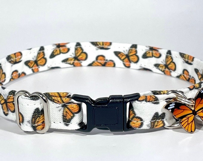 Cat Collar- "Monarch Butterfly" Adjustable Breakaway Collar