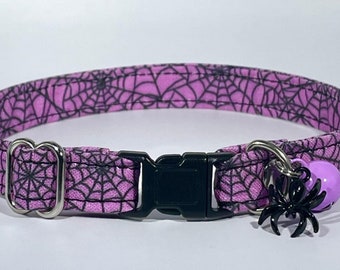 Cat Collar- "Spooky Spiderwebs” Adjustable Breakaway Collar