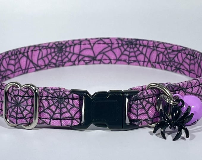 Cat Collar- "Spooky Spiderwebs” Adjustable Breakaway Collar